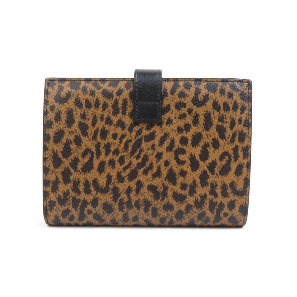 Celine Wallet Brown Bi fold Black Leather Brown Black